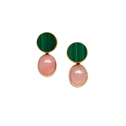 Malachite & Agate Gemstone Stud Earrings - Amilla Jewelry