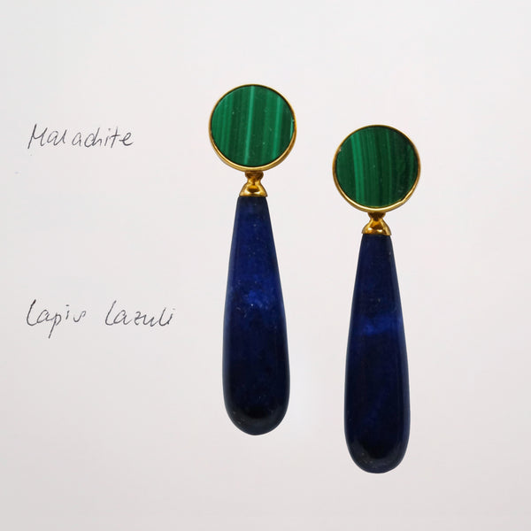 Malachite Gemstone Stud Earrings - Amilla Jewelry