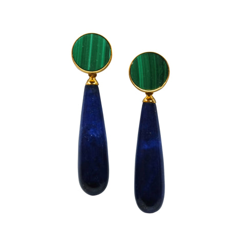 Malachite Gemstone Stud Earrings - Amilla Jewelry