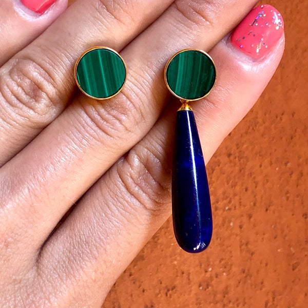 Malachite Gemstone Stud Earrings - Amilla Jewelry