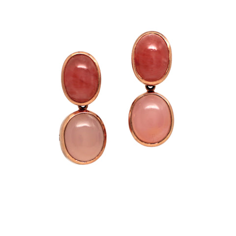 Rhodochrosite & Agate Gemstone Stud Earrings - Amilla Jewelry